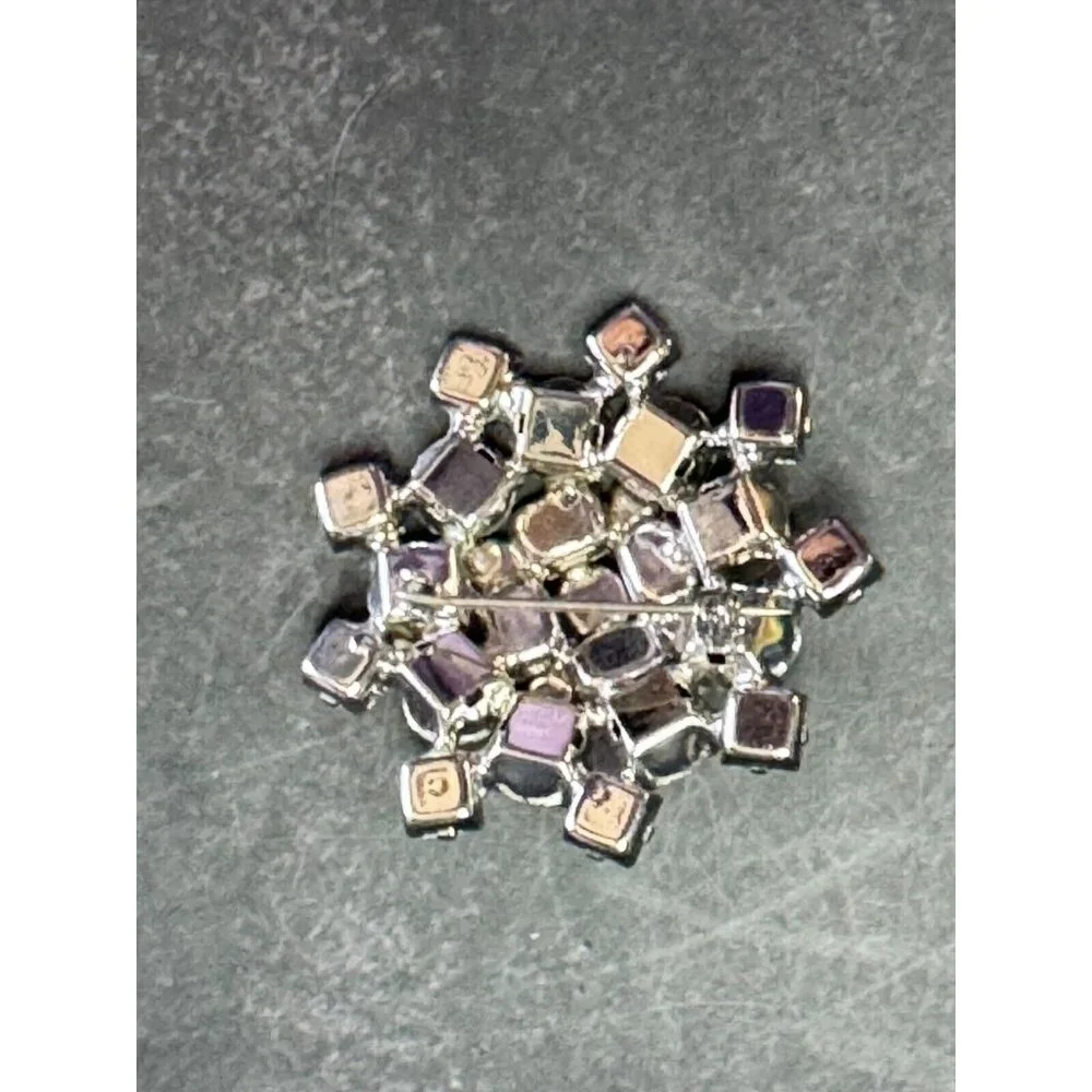 Vintage Faceted Rhinestone Brooch Dress Pin - Picture 4 of 5